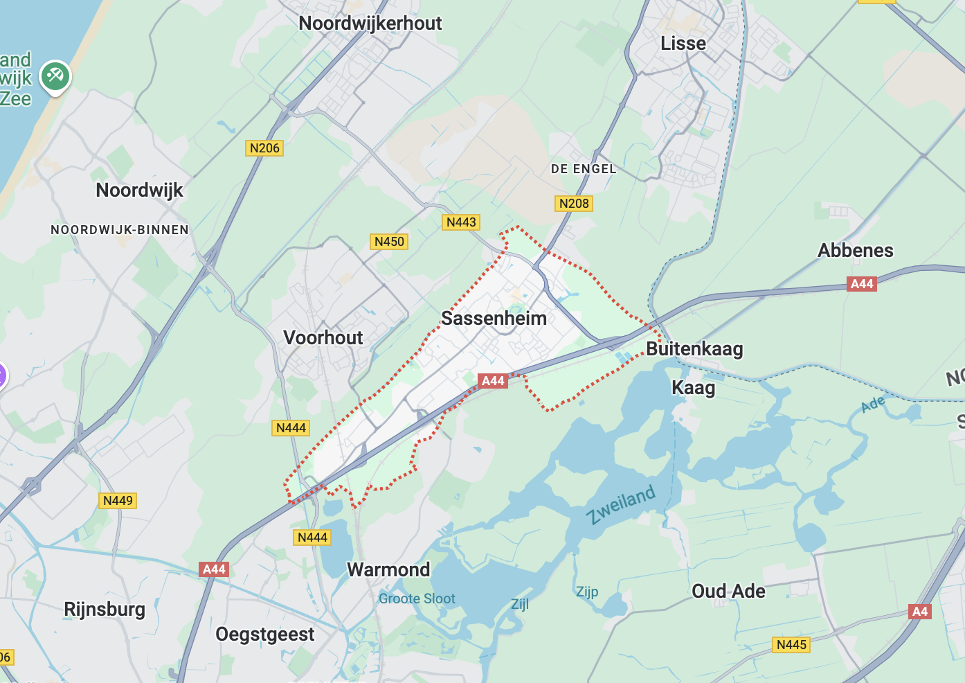 Verhuisbedrijf Sassenheim regio kaart