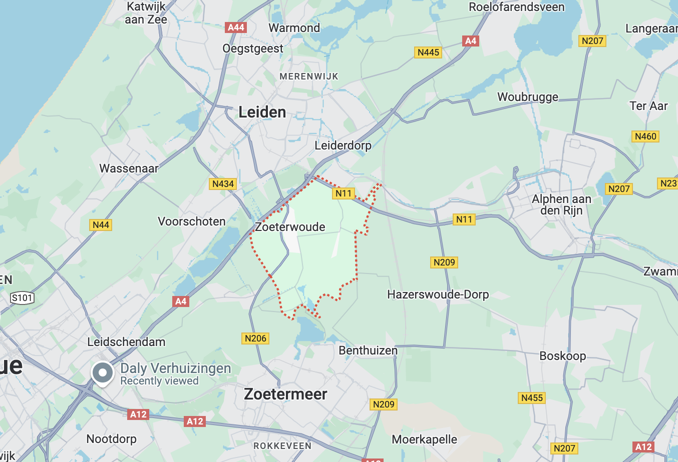 Verhuisbedrijven kaart Zoeterwoude